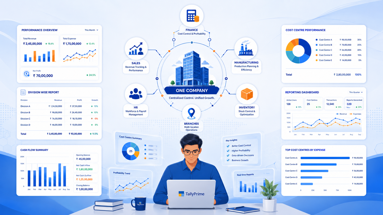 How to Manage Multiple Business Verticals Using Cost Centres and Divisions